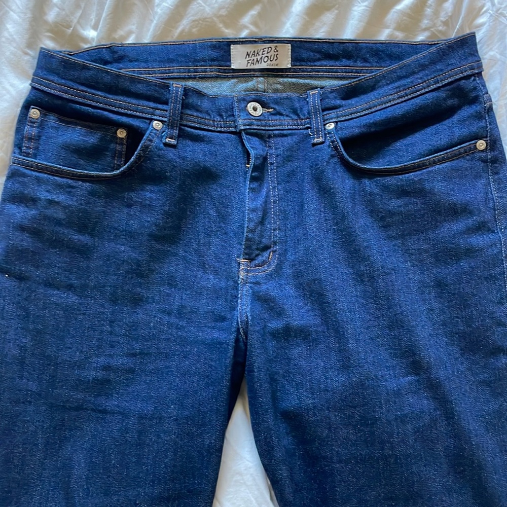 Naked & Famous Blue Comfort Stretch Selvedge Weird Guy - 36